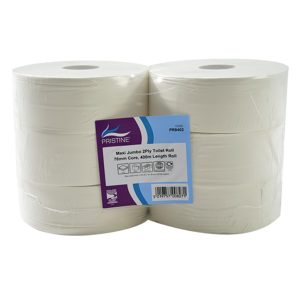 PRISTINE Maxi Jumbo 2Ply Toilet 76mm Core Roll 400M